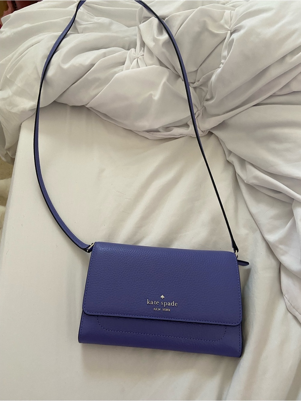 kate spade purple pebbled leather crossbody bag